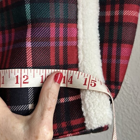 Victoria Secret Flannel Plaid Tote Bag Pink Red Large Snap Structured Preppy Y2K - Picture 6 of 10